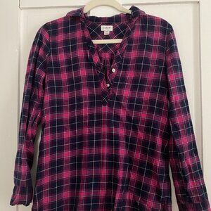 JCrew Plaid partial button down